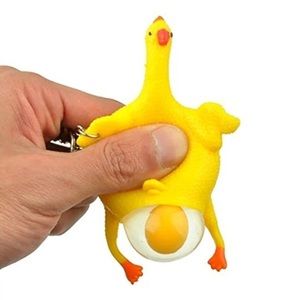 Squeezable Stress relief chicken egg keychain